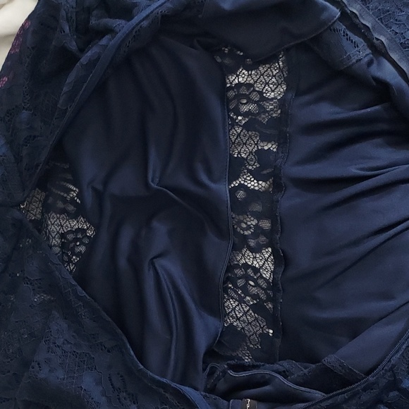 Sixty Triangles juniors Blue lace 2fer flowy dress Sz 13 - Picture 10 of 16